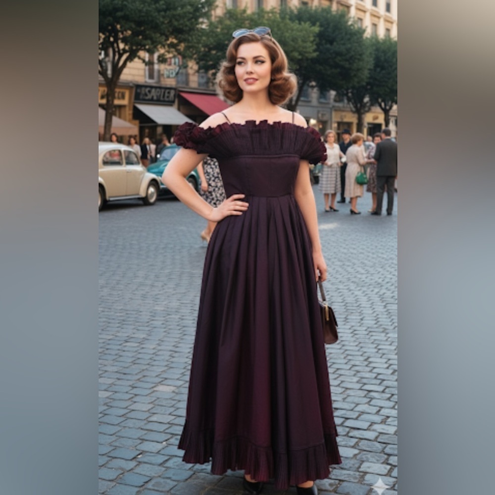 Vintage 1960’s Dorothy Bullitt Deep Purple/ Burgundy Taffeta Gown